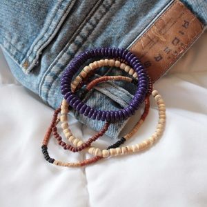 Boho Wooden Beaded Anklet Set